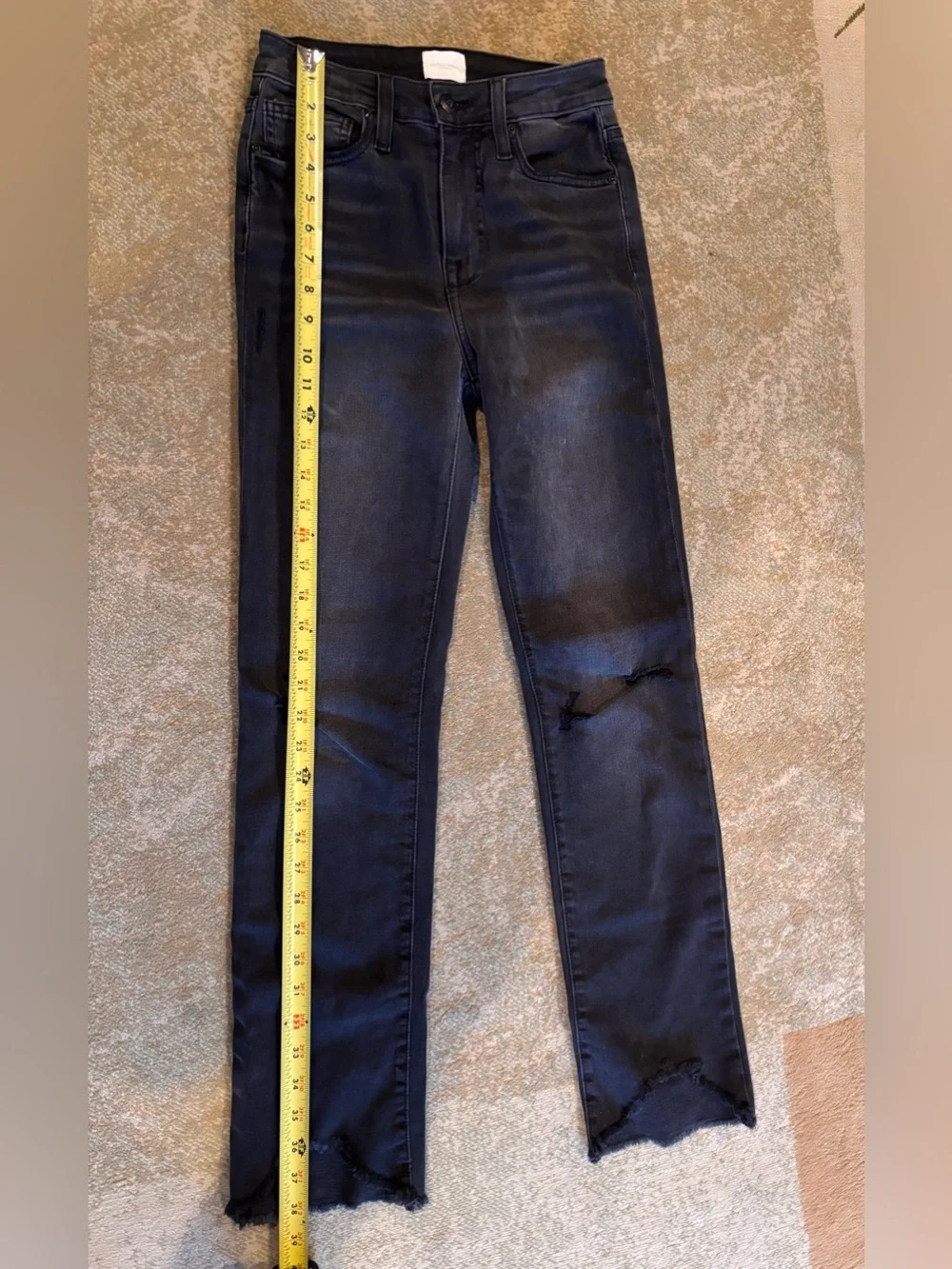 Jonathan Simkhai Standard Jeans Women’s 25 Black Distressed Raw Hem High Rise